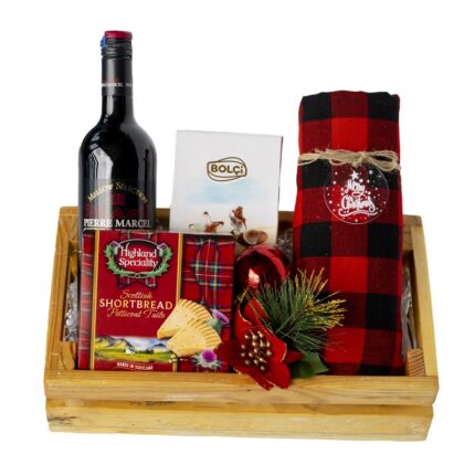 Pierre Marcel red wine Shortbread Bolci chocolate Maasai kikoi Wooden crate Decorative accessories