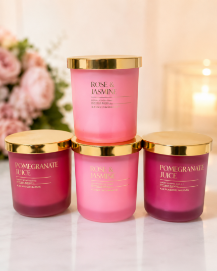 4.5oz Printed Glass Scented Candle with Gold Lid